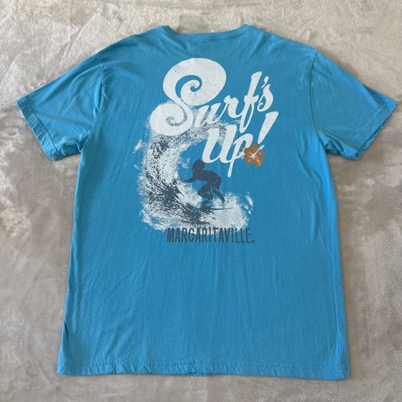 Margaritaville Surf's Up‎ Blue Graphic T-Shirt Medium Womens Surfing Tee - Picture 3 of 7